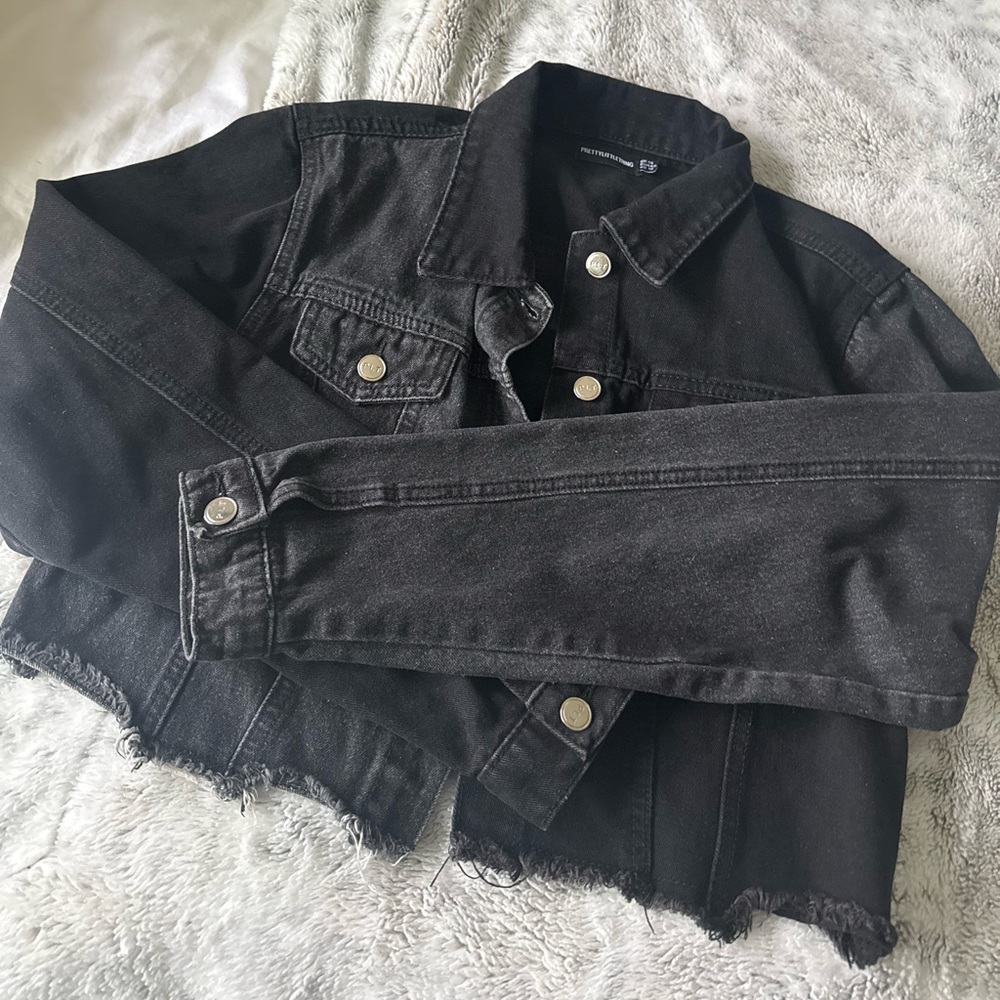 PrettyLittleThing Charcoal Denim Jacket